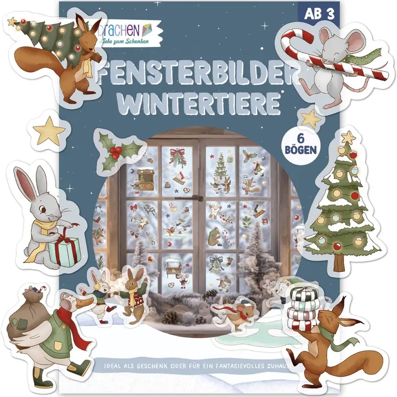 Sticker 6er-Set Wintertiere