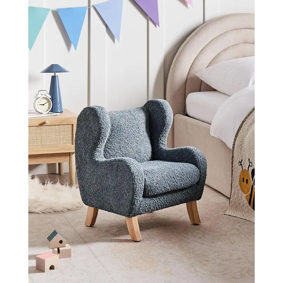 FARUM - Kinderfauteuil - Donkerblauw - Boucl&eacute;