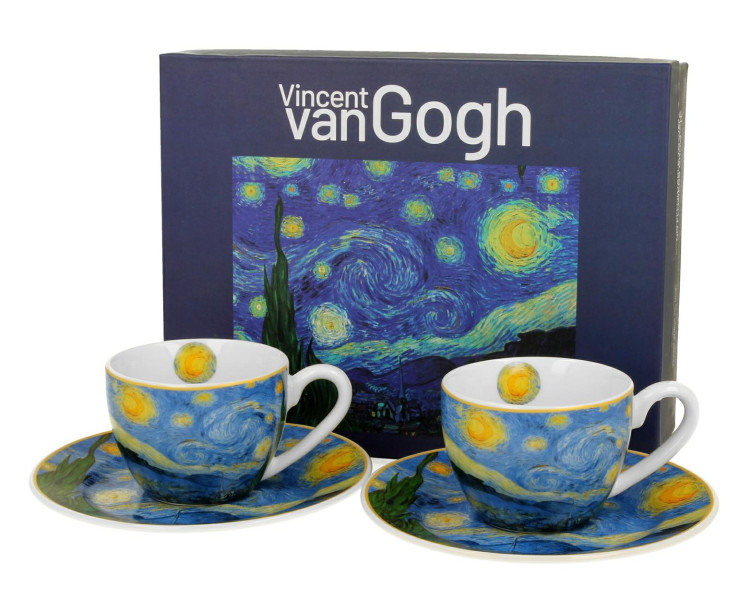 Zestaw 2 filiżanek espresso Van Gogh Starry Night 90 ml do Kawy Herbaty