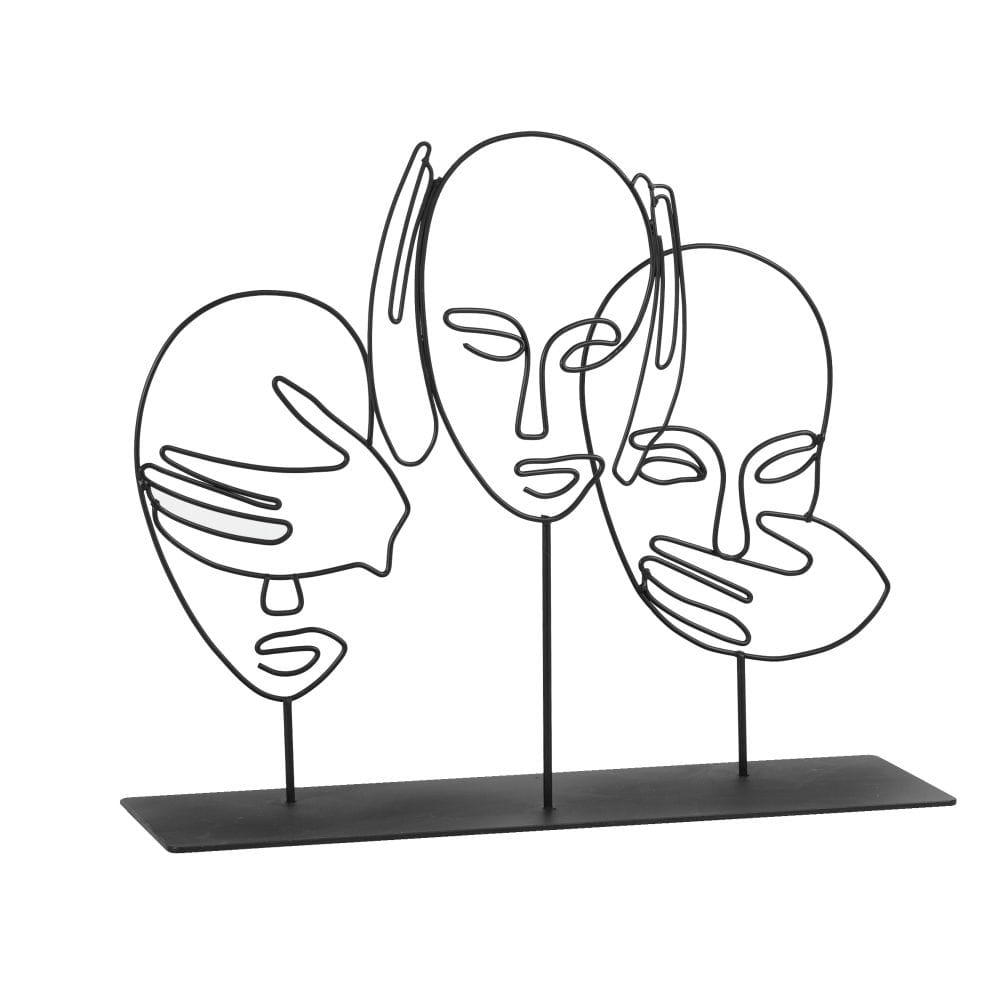 SAGESSE - Statuette filaire en métal noir H25