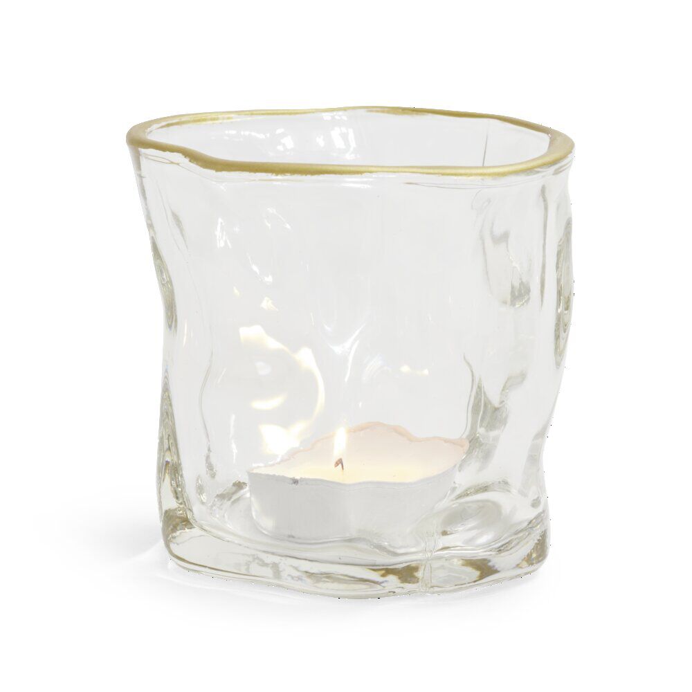 Vase verre froissé transparent Ø7,5xH7,7cm