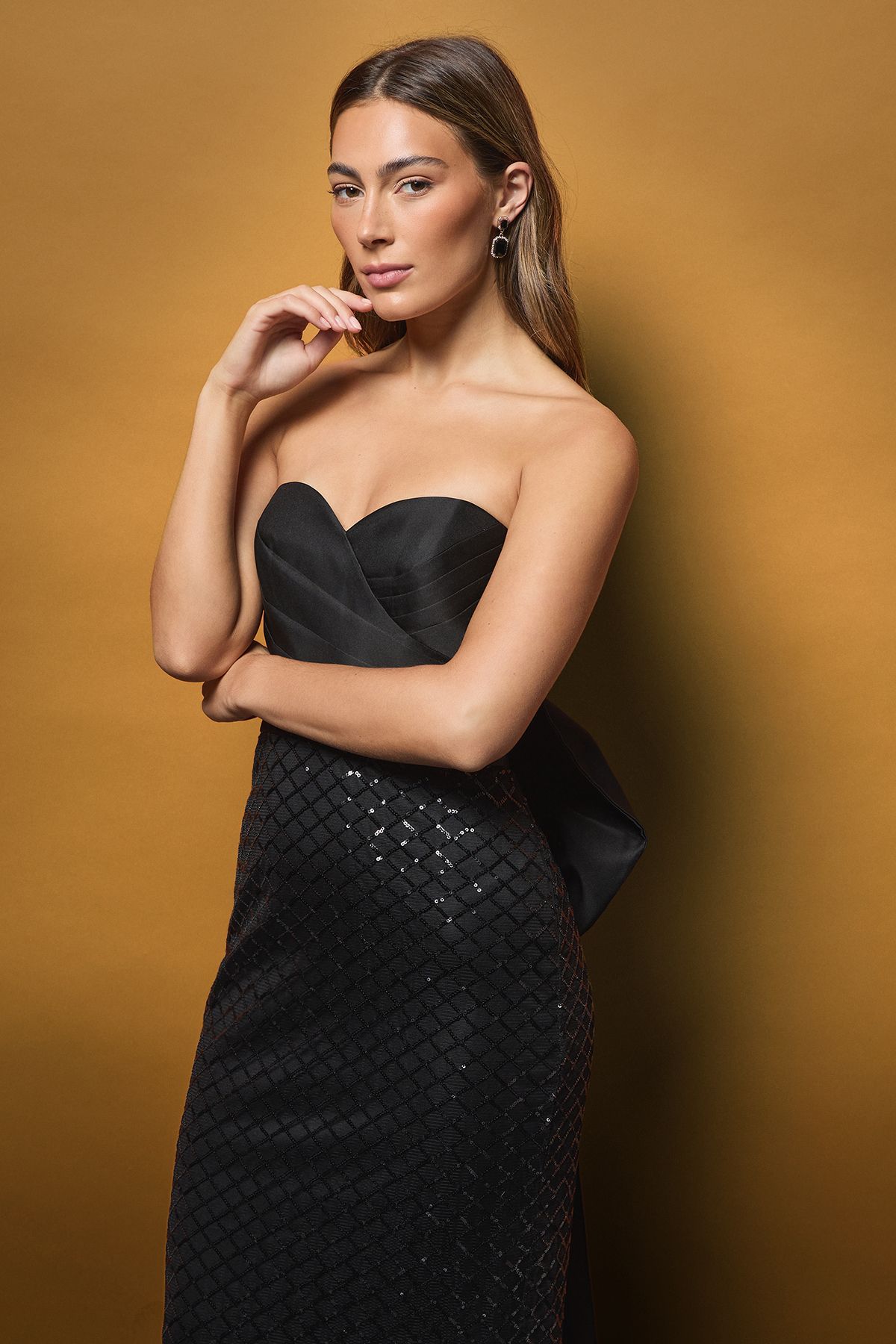 Coast Sequin Bandeau Column Dress With Statement Bow
