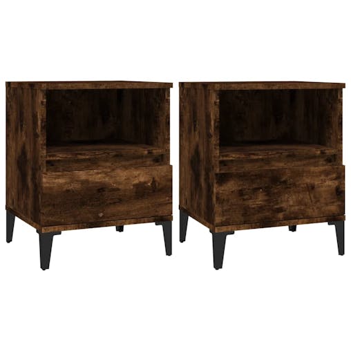 NNEVL Bedside Cabinets 2 pcs Smoked Oak 40x35x50 cm