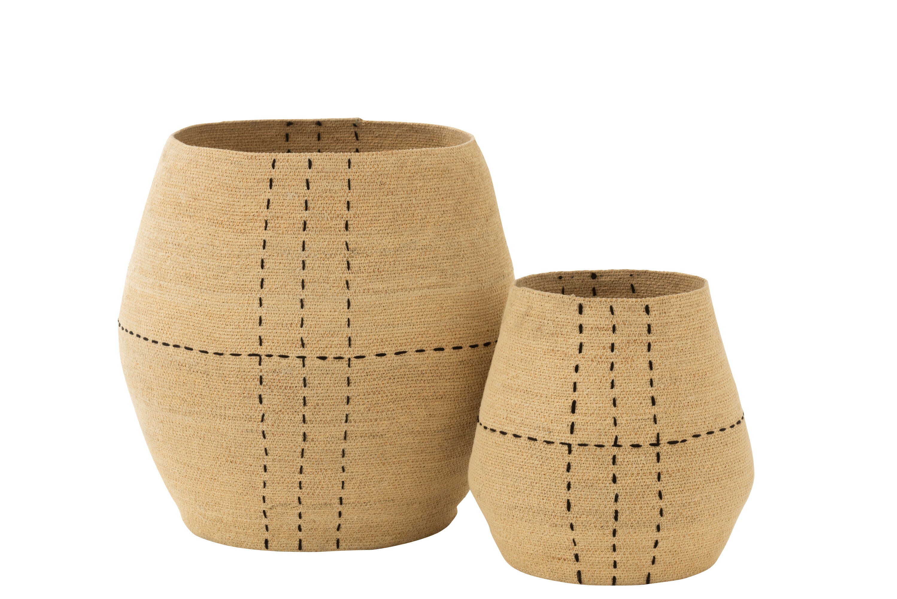 J-Line mand Stippellijnen - zeegras - naturel zwart - 2 stuk