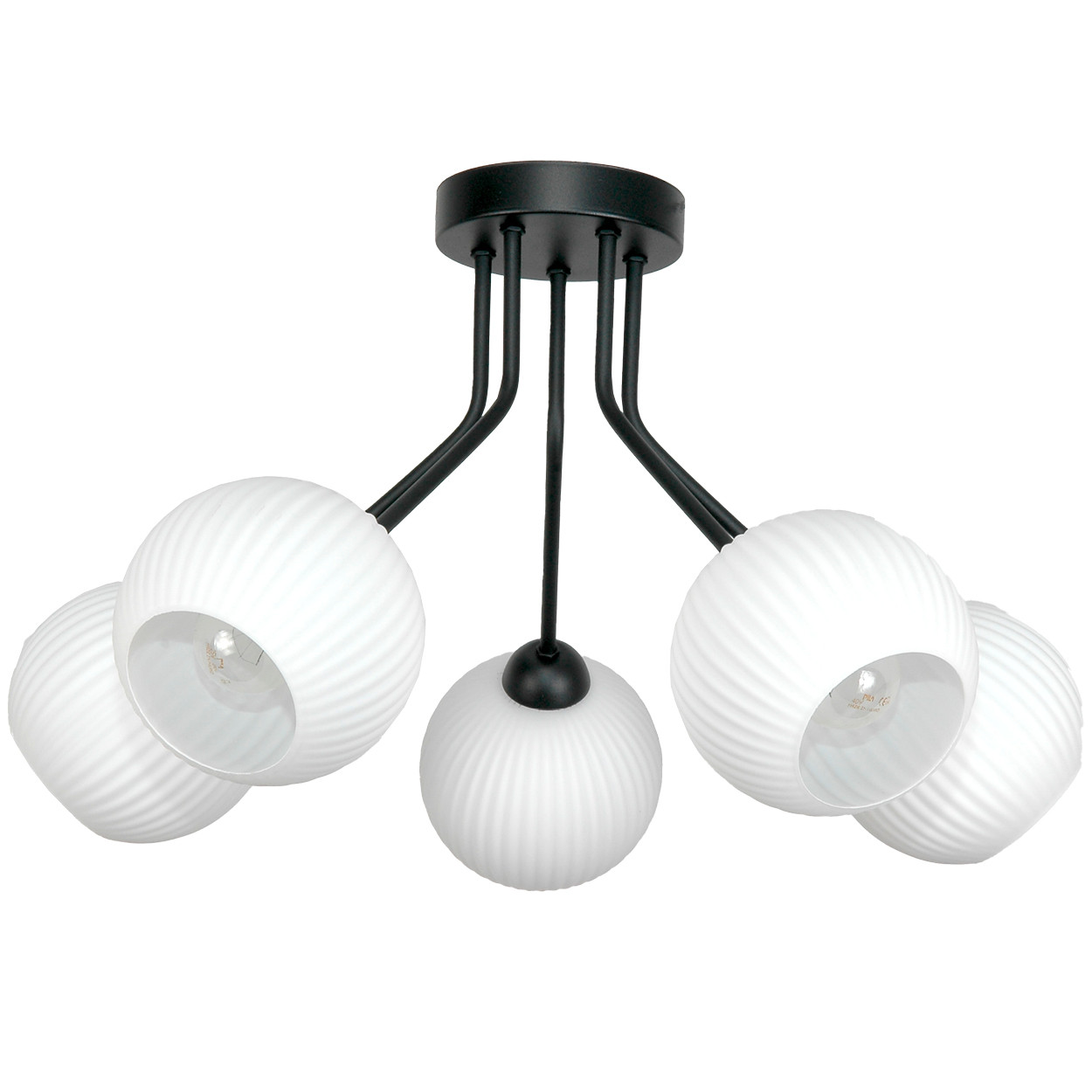 Lampa sufitowa czarna EDYLIT białe kule loft 5xE27 ITAL 15-210