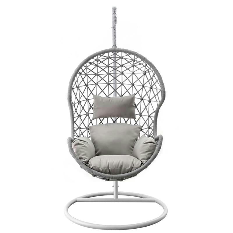 DREAMCORDA - Fauteuil de jardin suspendu en tissu corde gris.