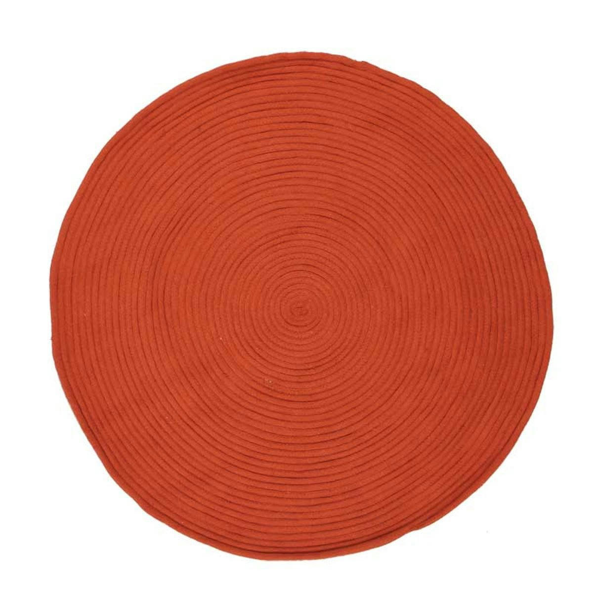 TAMTAM - Tapis en coton effet cordage orange D120