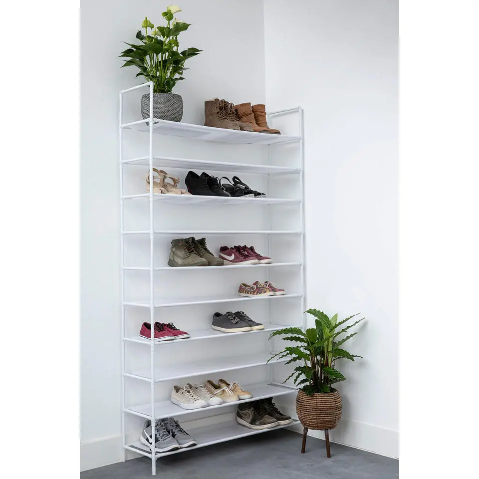 Schoenenrek voor 50 paar - Wit - 10 etages