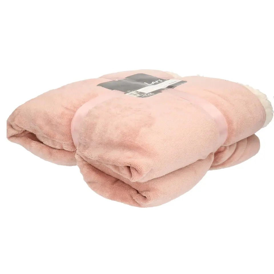Unique Living - Lars coral fleece/suede plaid 150x200cm old pink