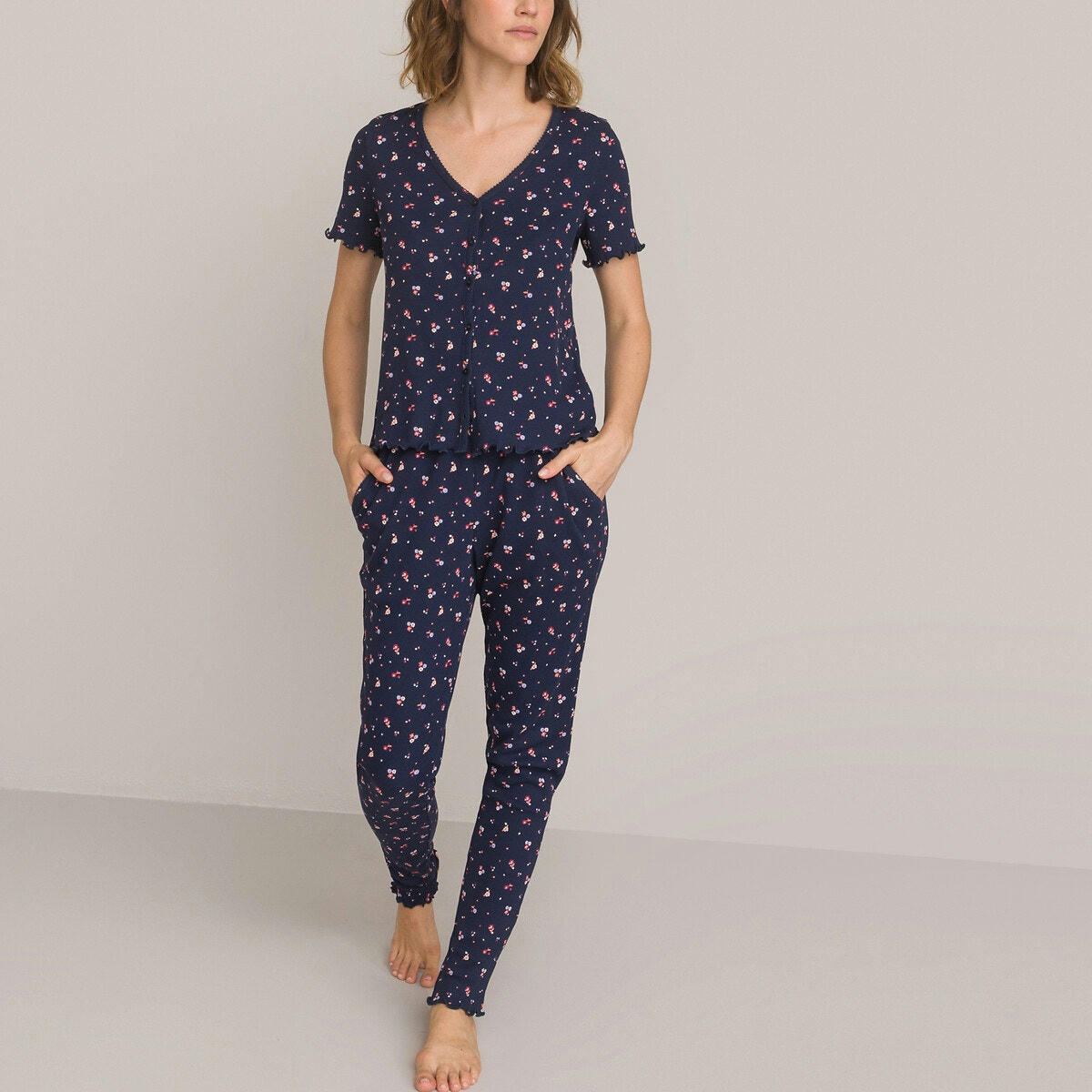 Pyjama en maille, imprimé fleurs