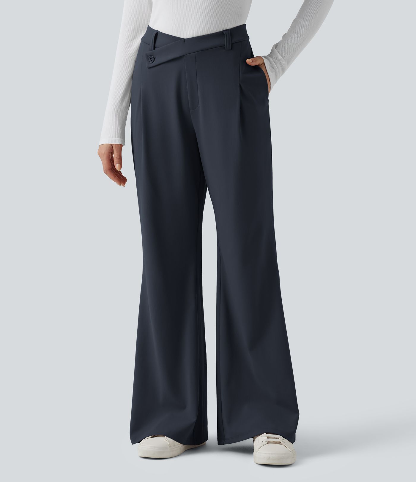 Pantalon tailleur évasé asymétrique taille haute Halara Flex™ DayStretch avec poches
