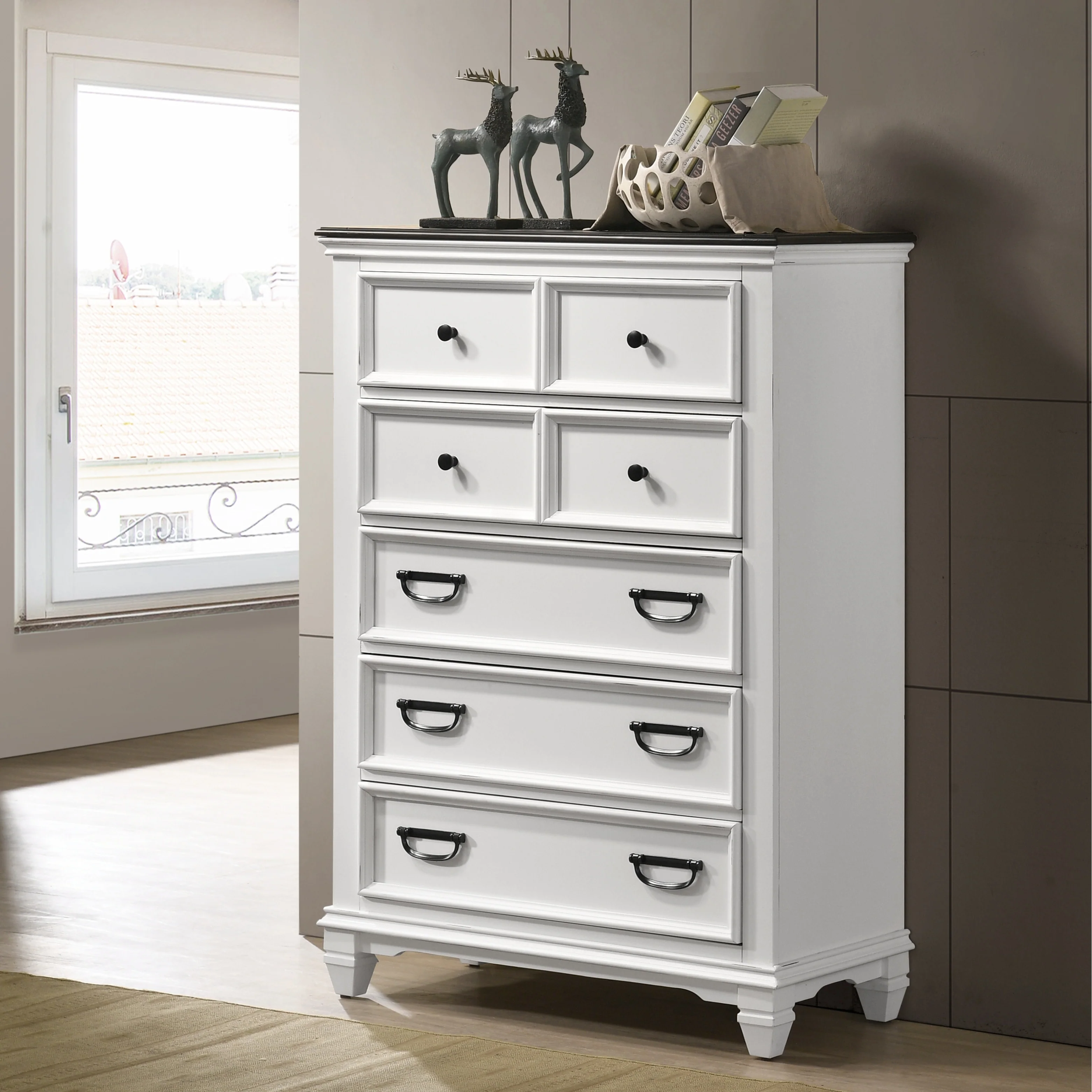 Roundhill Furniture Clelane Wood 5-Drawer Chest