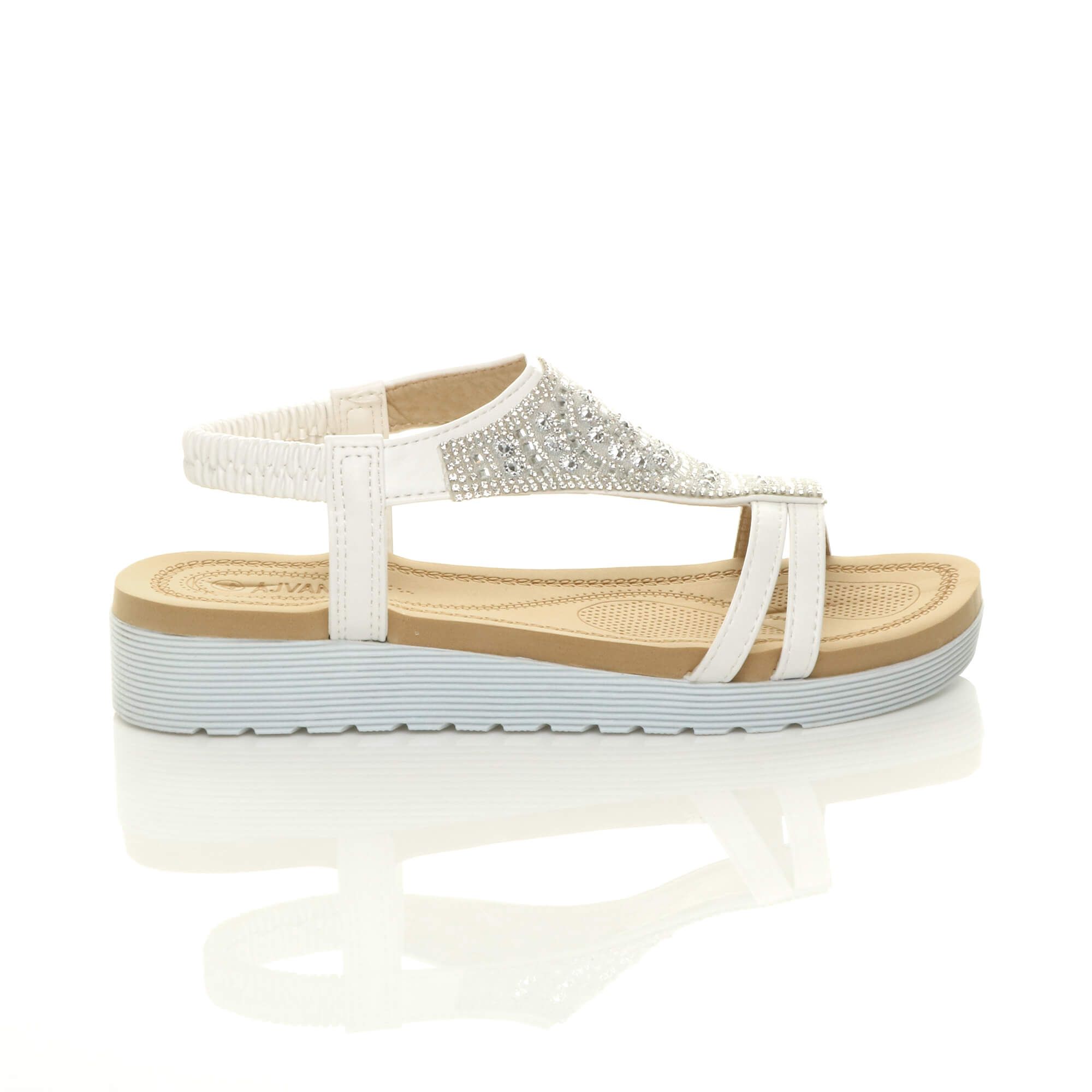 AJVANI Flatform Diamante T-Bar Slingback Sandals