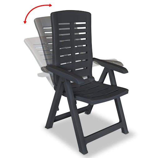 NNEVL Reclining Garden Chairs 6 pcs Plastic Anthracite