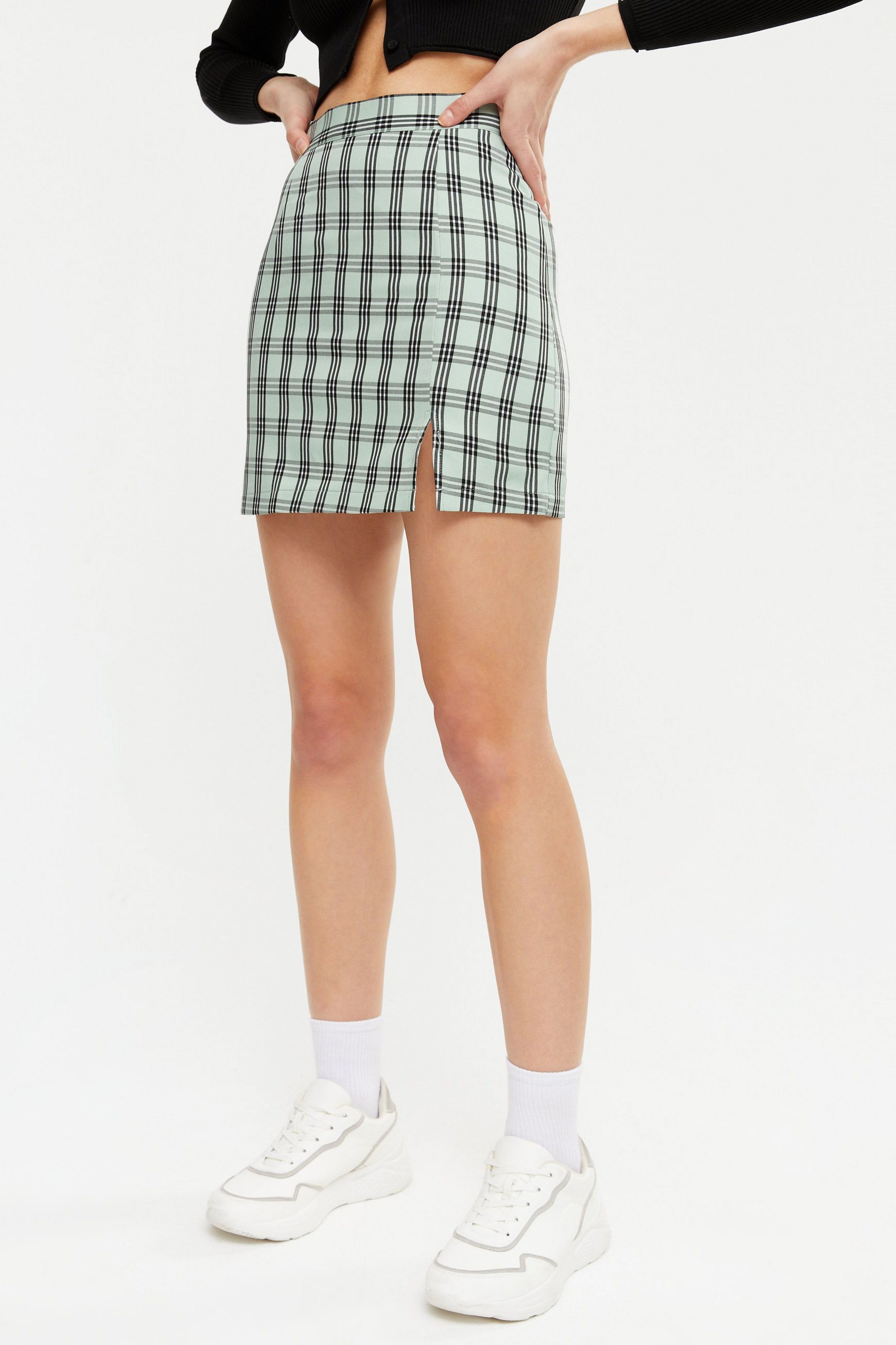 Cutie London Green Check Mini Skirt