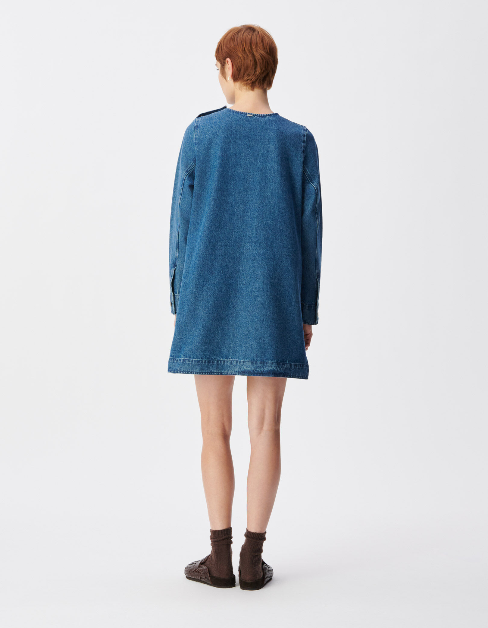 Robe en jean bleu trois poches plaquées Femme