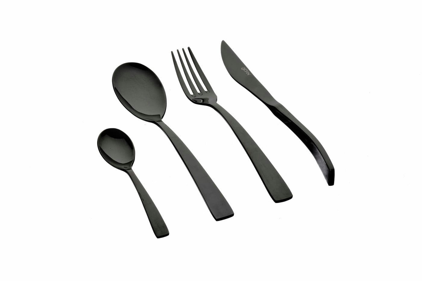 NUDE - Lot de 24 couverts de table en inox noir