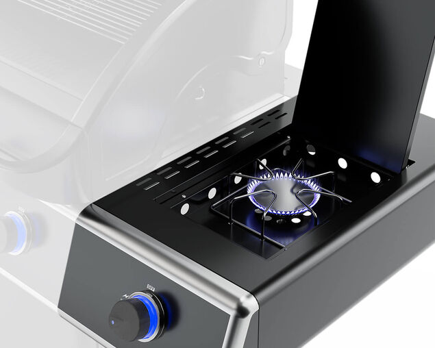 Deluxe Beefmaster T-Series 6 Burner BBQ on Classic Cart with Stainless Steel Side Burner