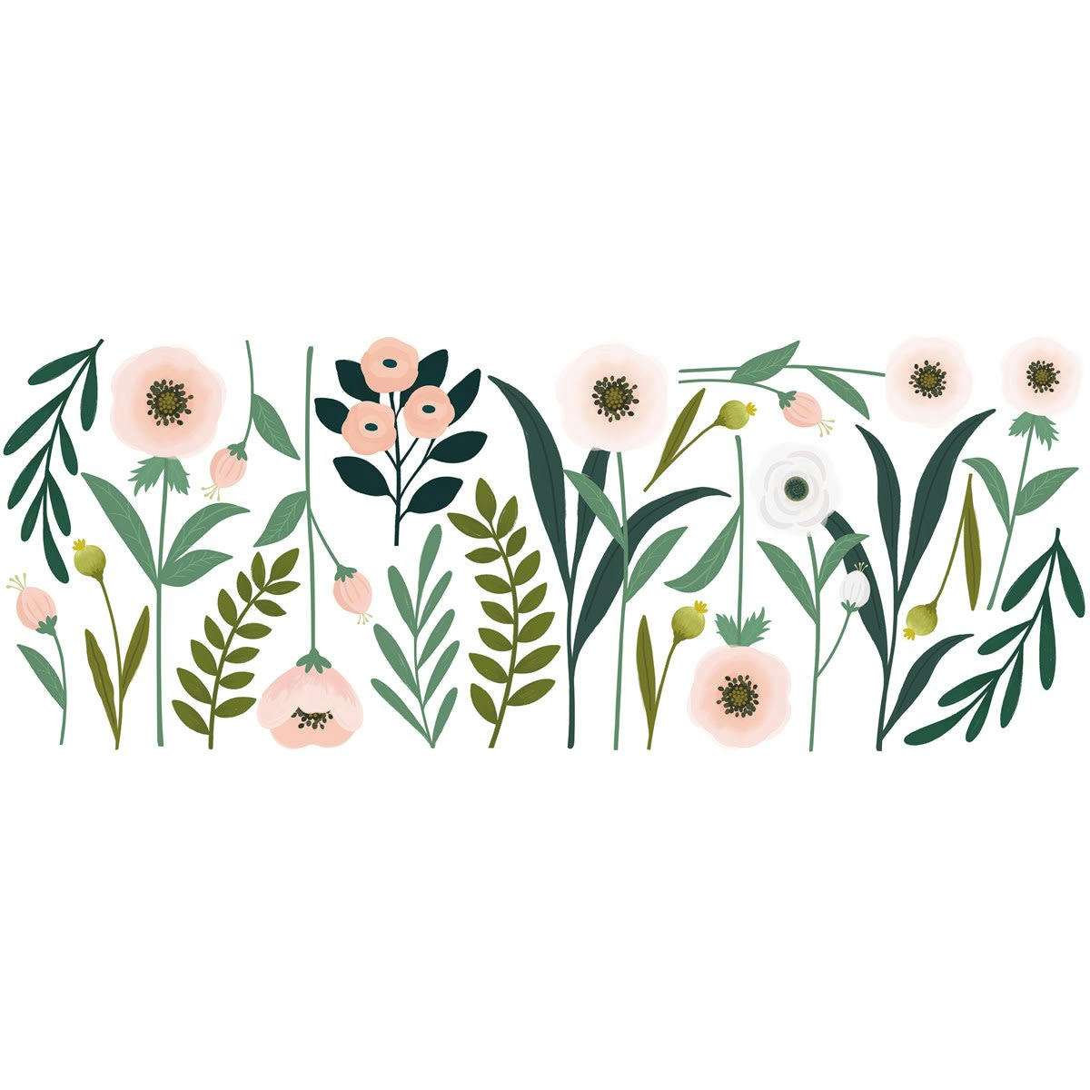 WONDERLAND - Grands stickers Wonderland anémones (126,5 x 48 cm)