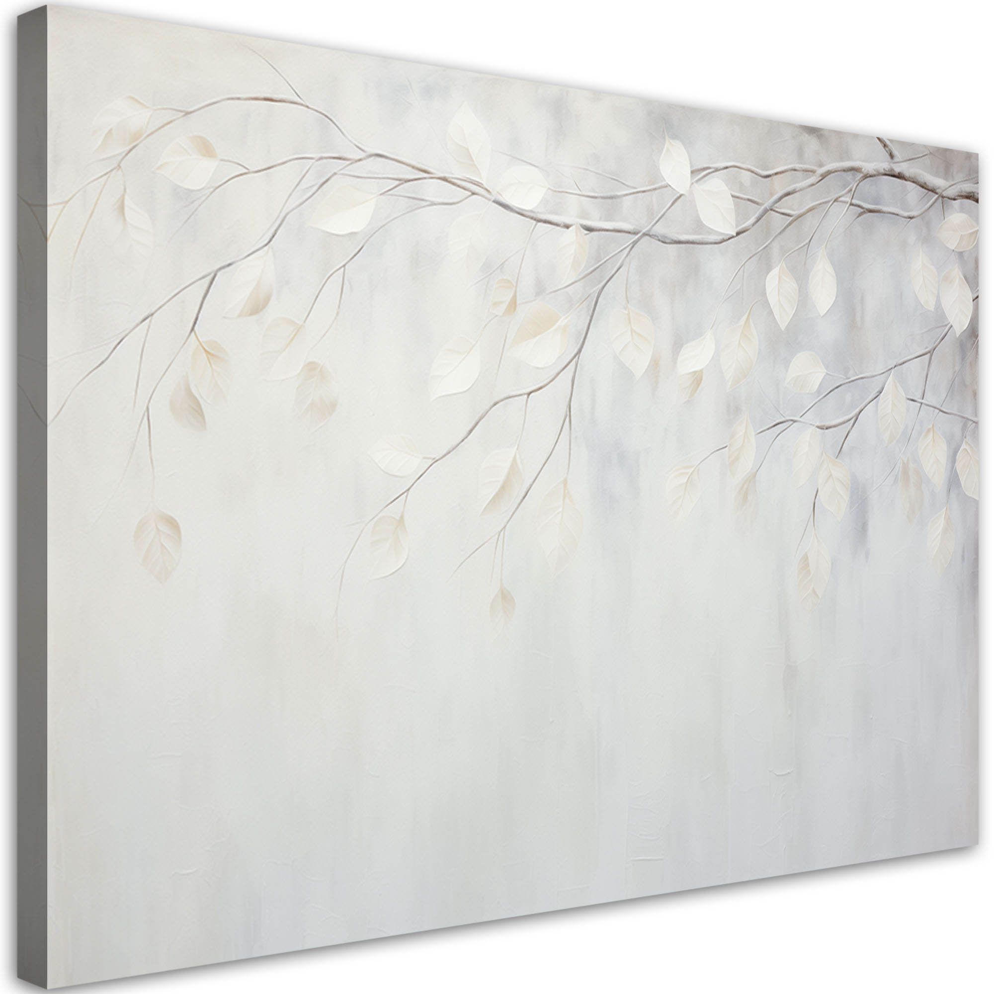Obraz do salonu sypialni, Beżowe liście rośliny gałązki natura boho 60x40