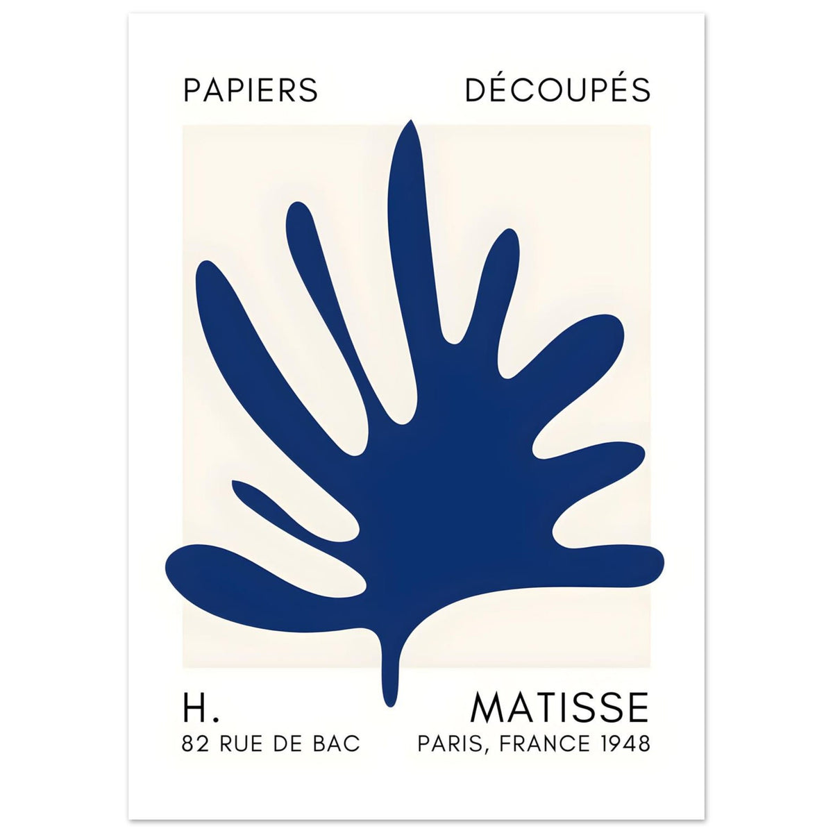 Artfulprints Poster Matisse – Coral drift navy blue II  - 50x70 cm - Blauw