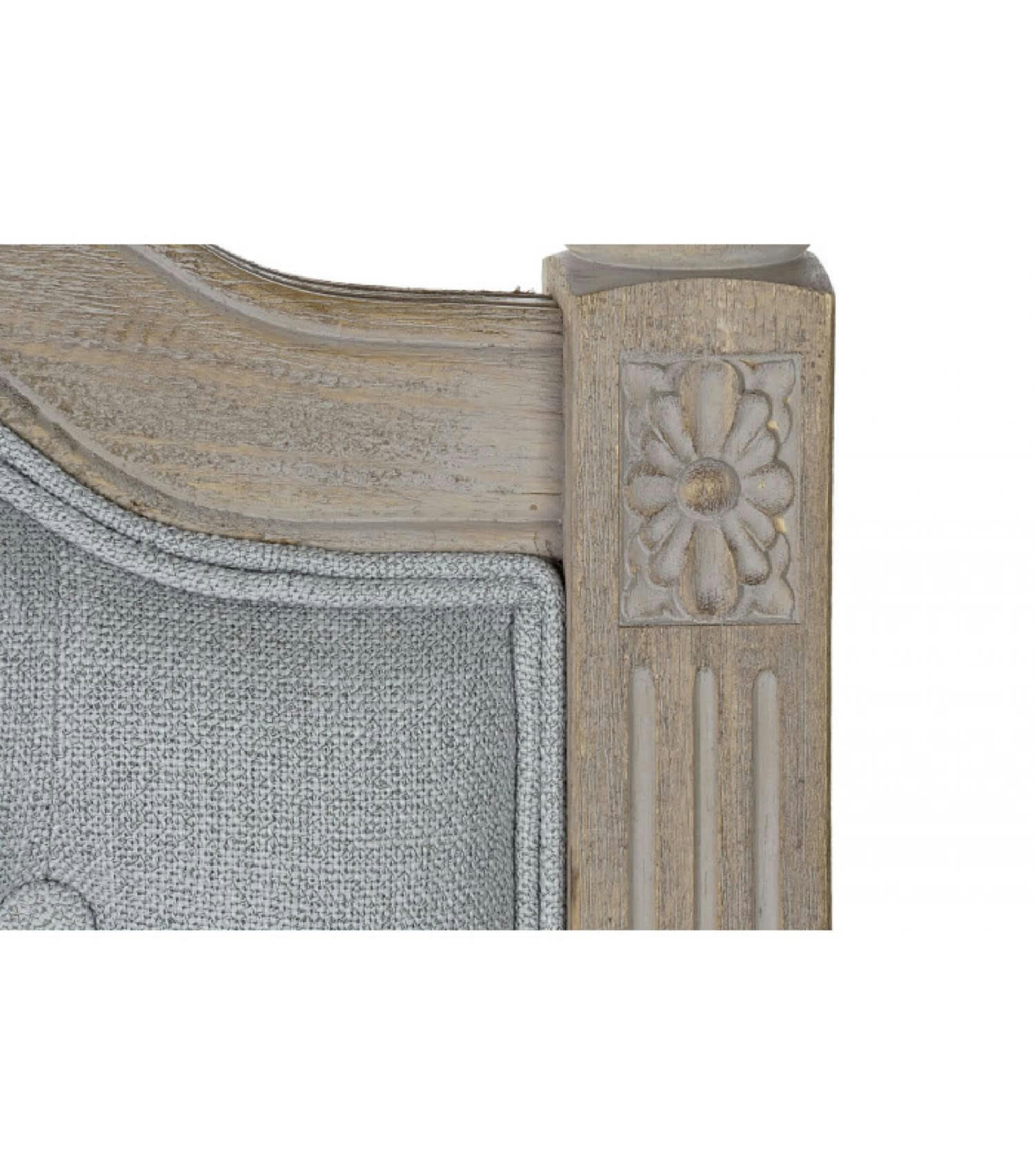 LIN - Tête de lit classique en bois et tissu capitonné lin gris L160cm