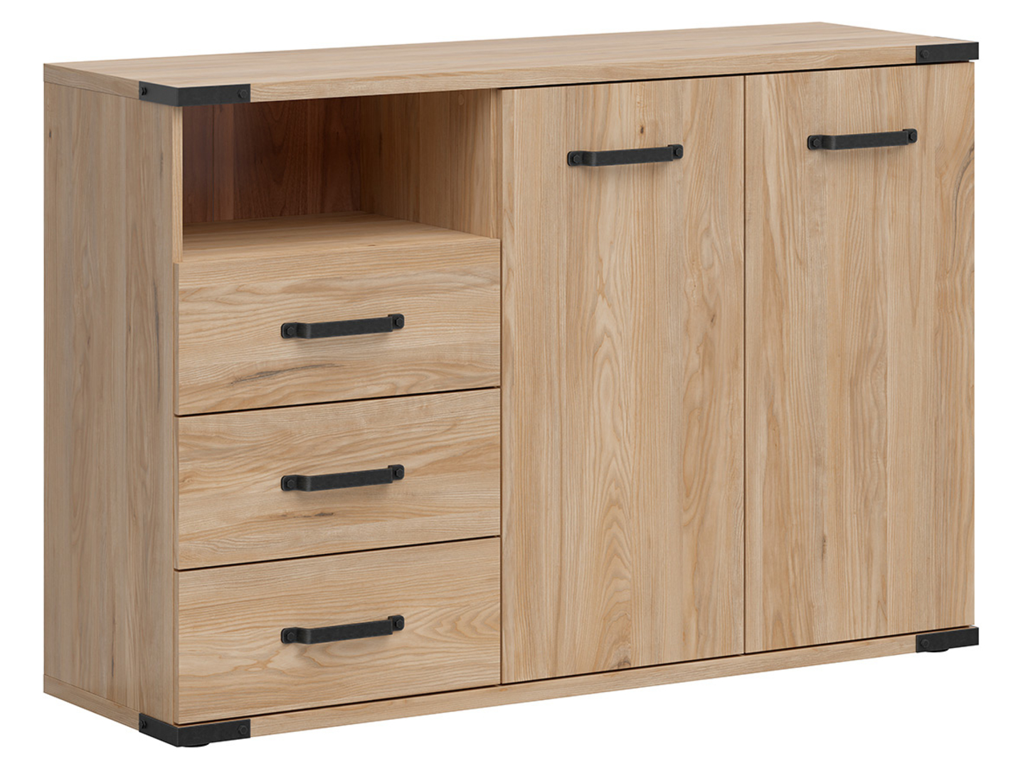 Komoda Lara 130 cm z 2 drzwiami 3 szufladami i półką jesion belarus