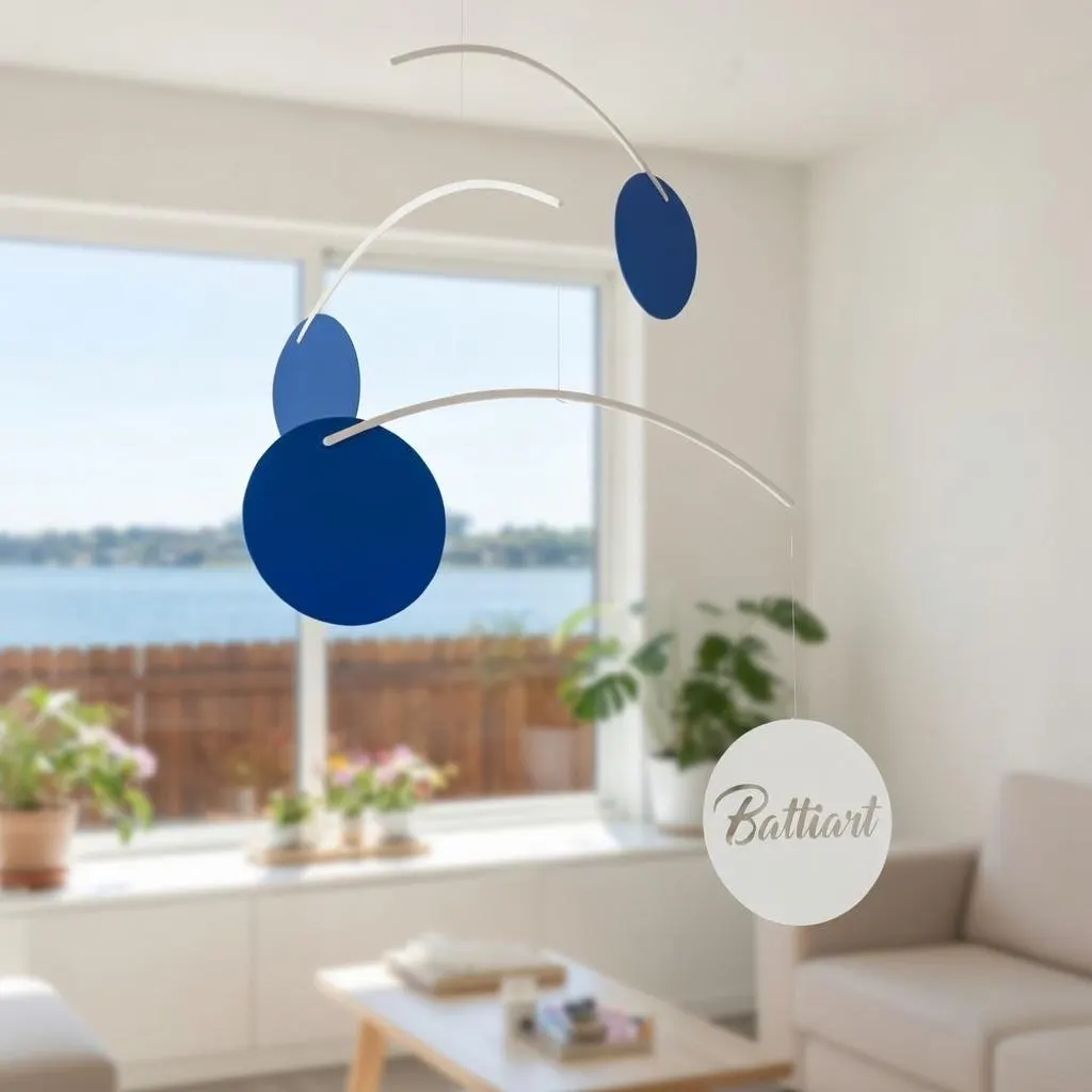 Solar Trio Hanging Mobile – Modern Kinetic Art, Minimalist Ceiling Decor