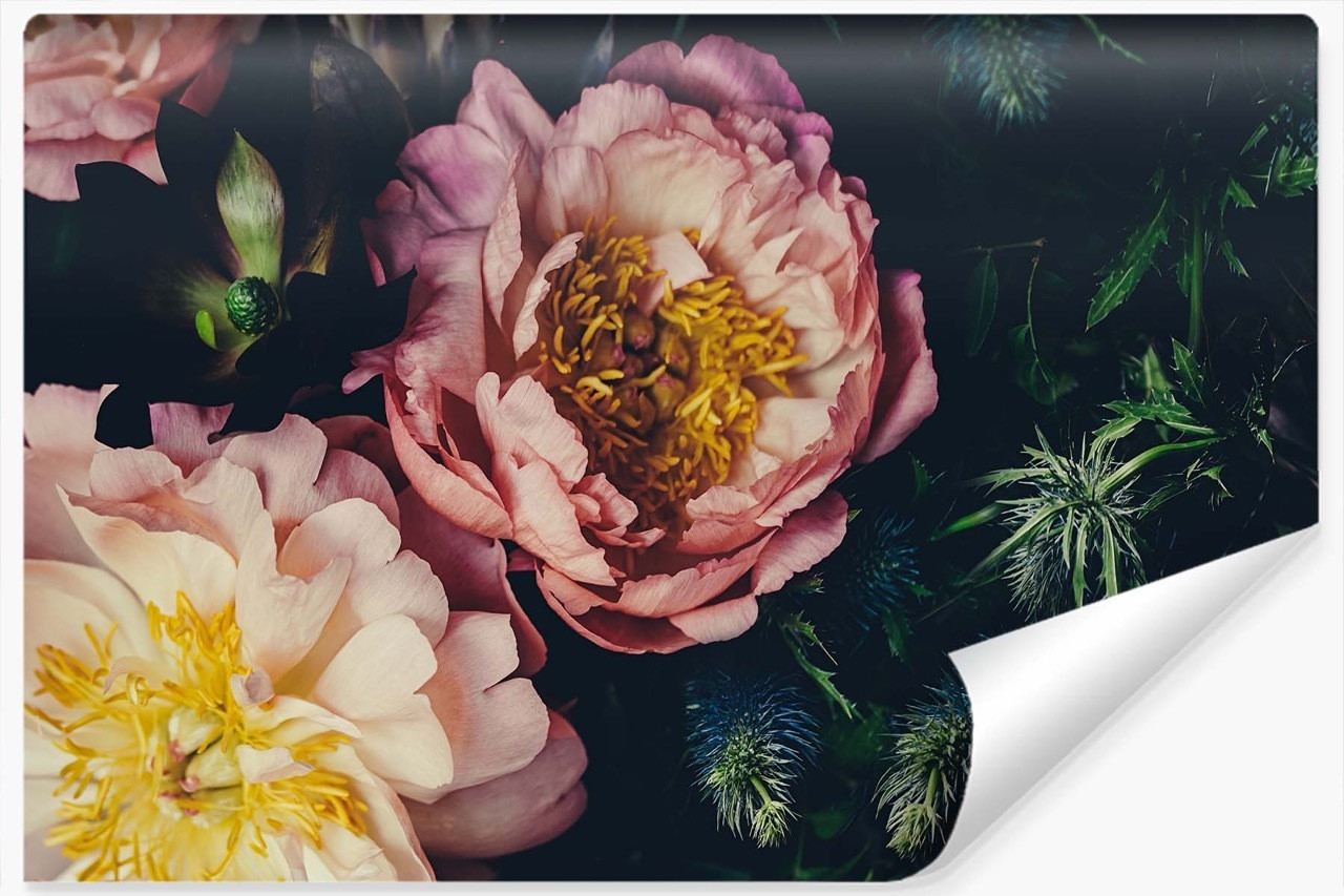 Fototapeta Styl VINTAGE Piwonie Kwiaty 3D 90x60cm