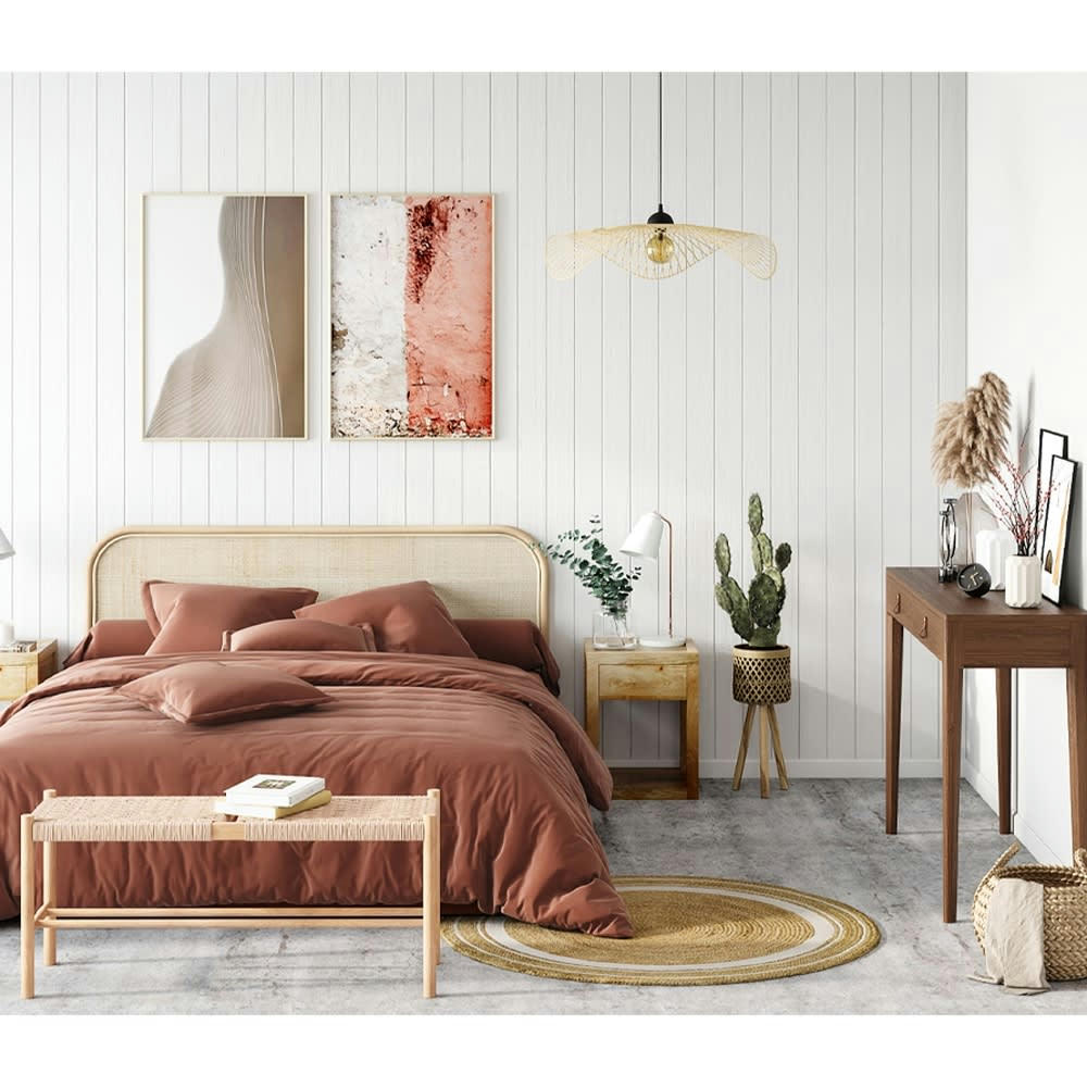 KEPLER - Banc 2 places en bois de chêne massif avec tressage