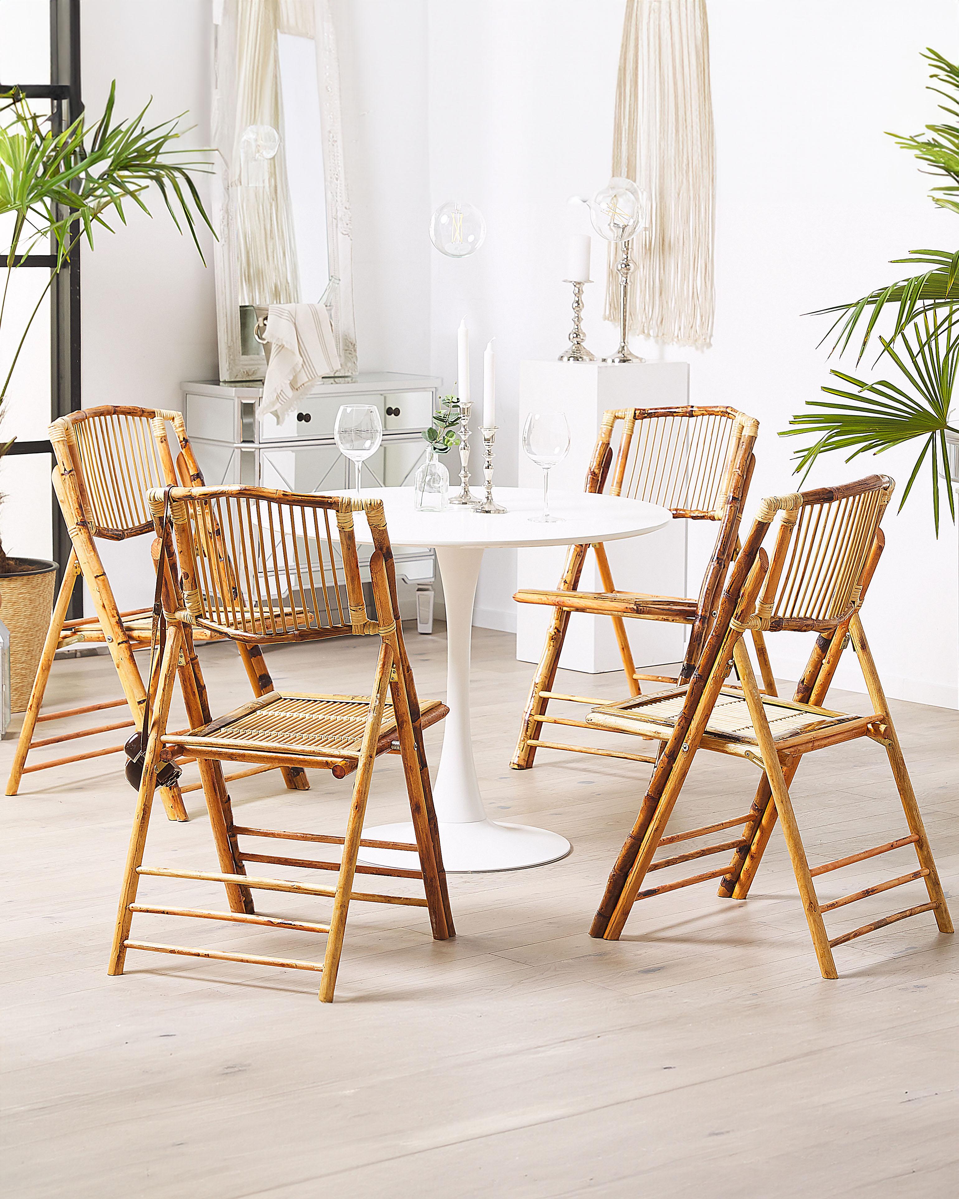 Set of 4 Dining Chairs Folding TRENTOR Bamboo Natural