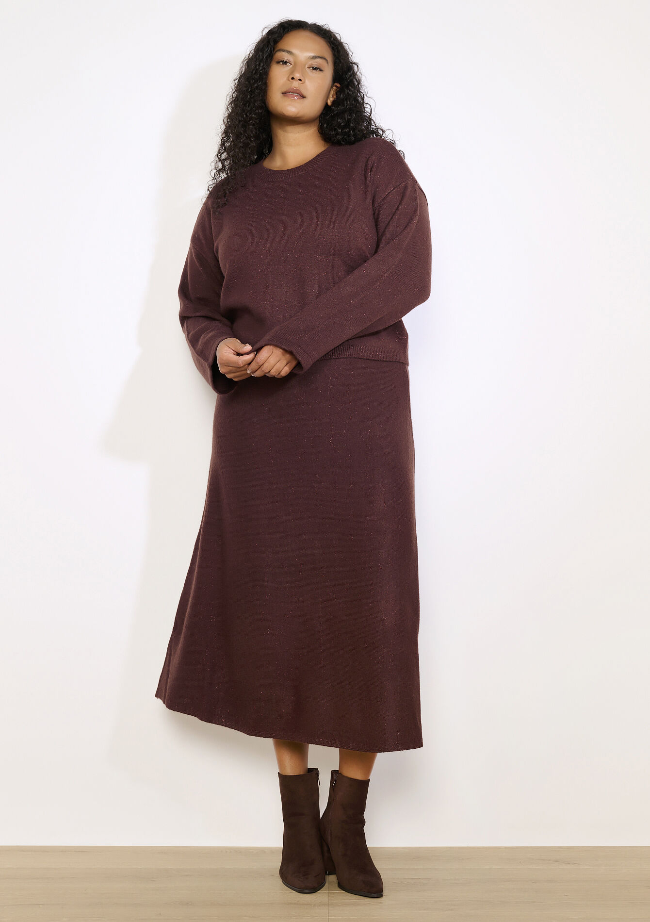 Glanzende ronde hals trui