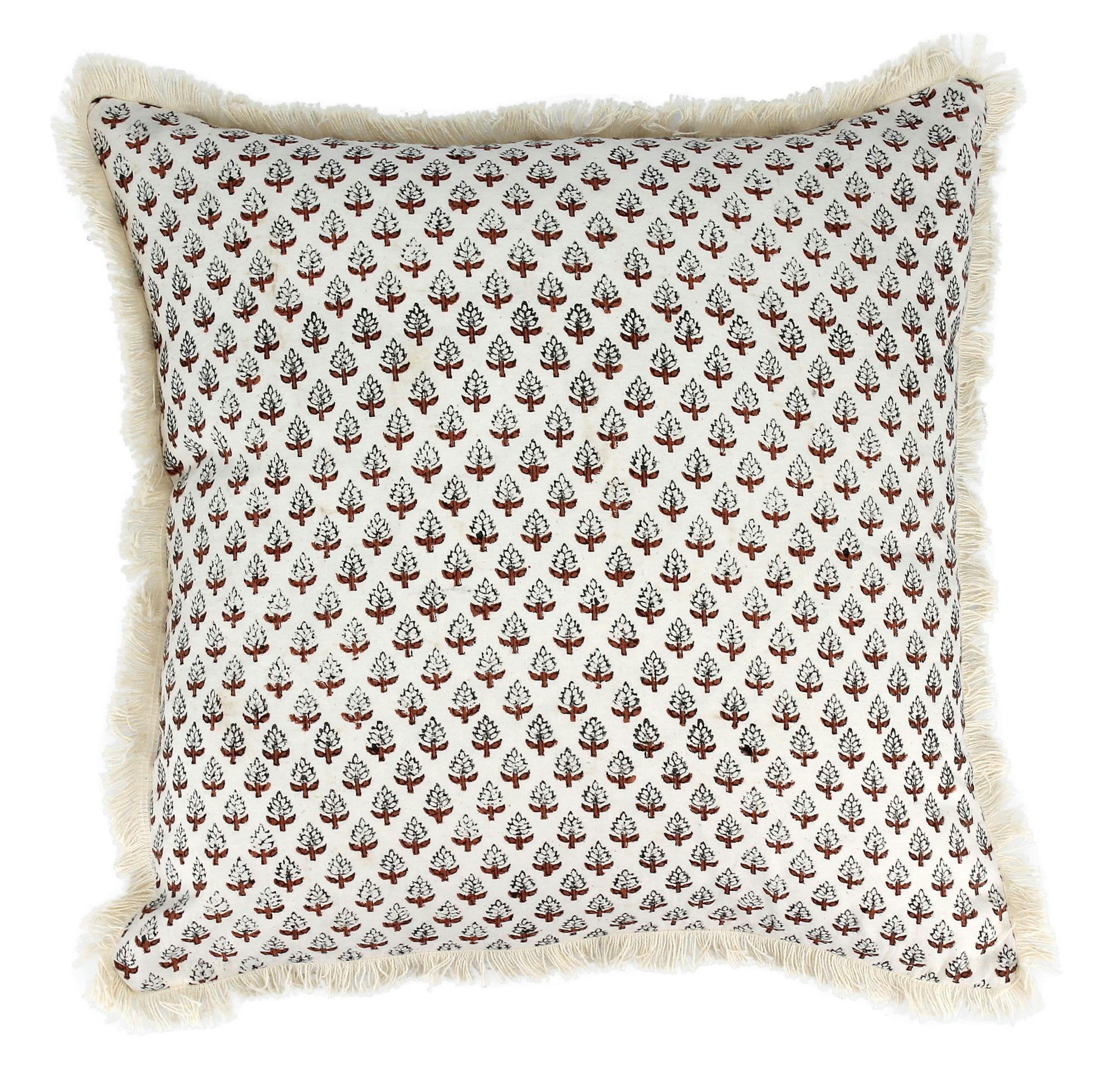 GOBI - Coussin en coton terracotta avec franges 40cm