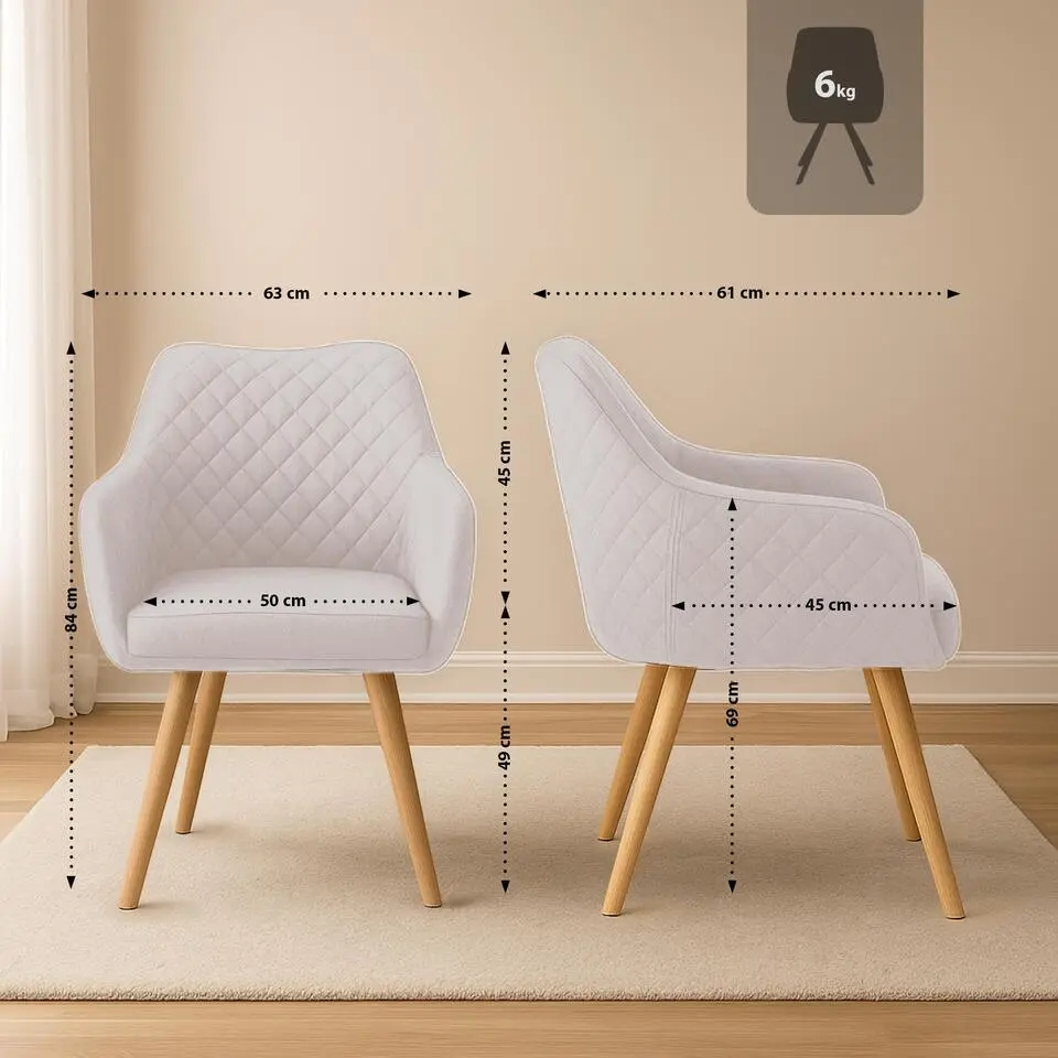 CLP Eetkamerstoel Gent natura Frame - Stof - creme