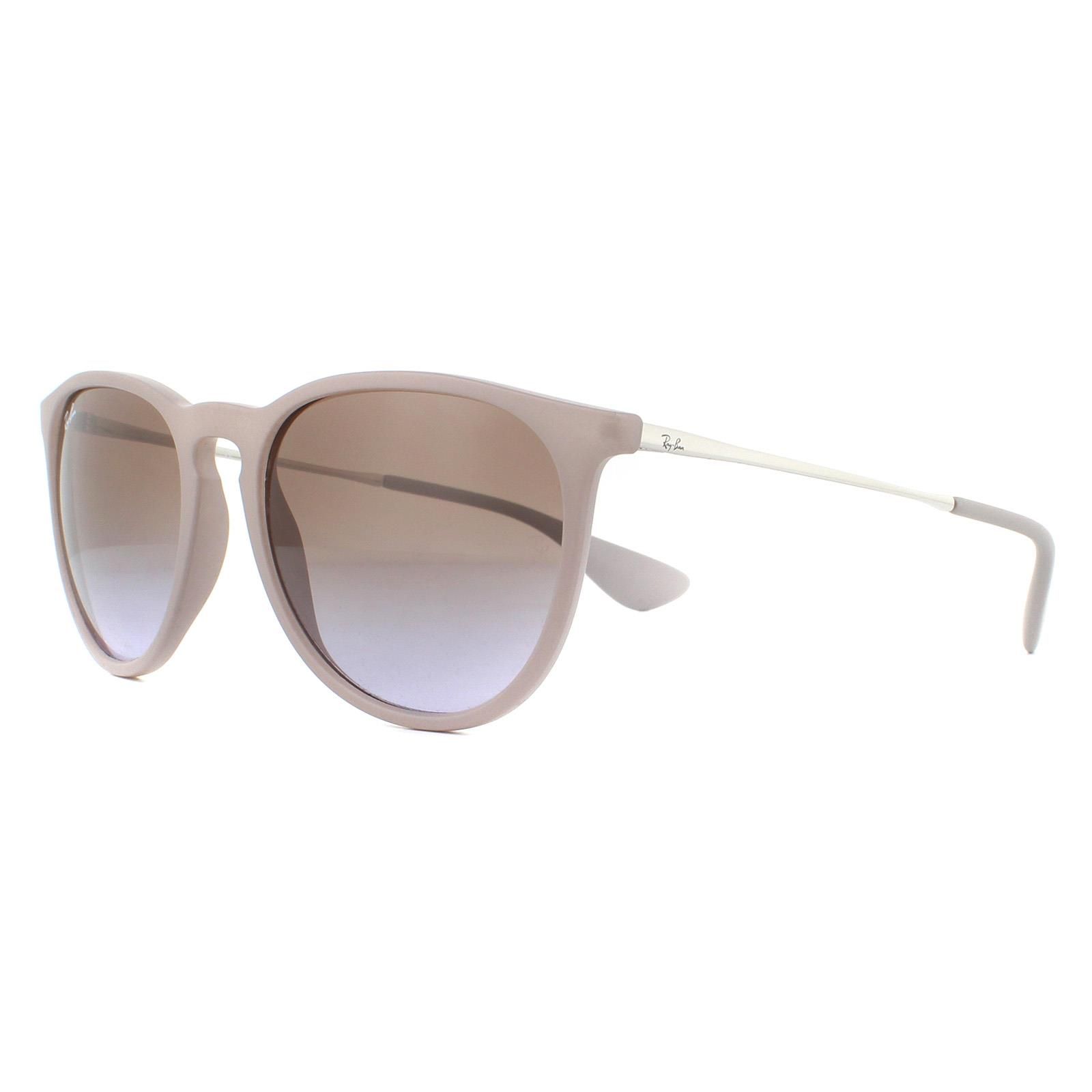 Ray-Ban Round Dark Rubber Sand Brown Gradient Erika 4171 Sunglasses