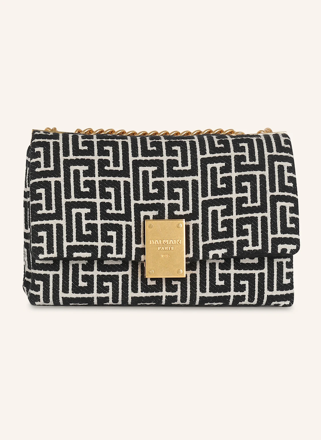 BALMAIN Kleine Tasche 1945 Soft aus Canvas mit Monogramm-Muster