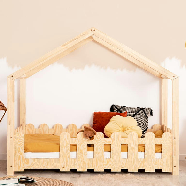 AUGUSTIN - Lit cabane 70x140 entrée gauche sommier inclus naturel