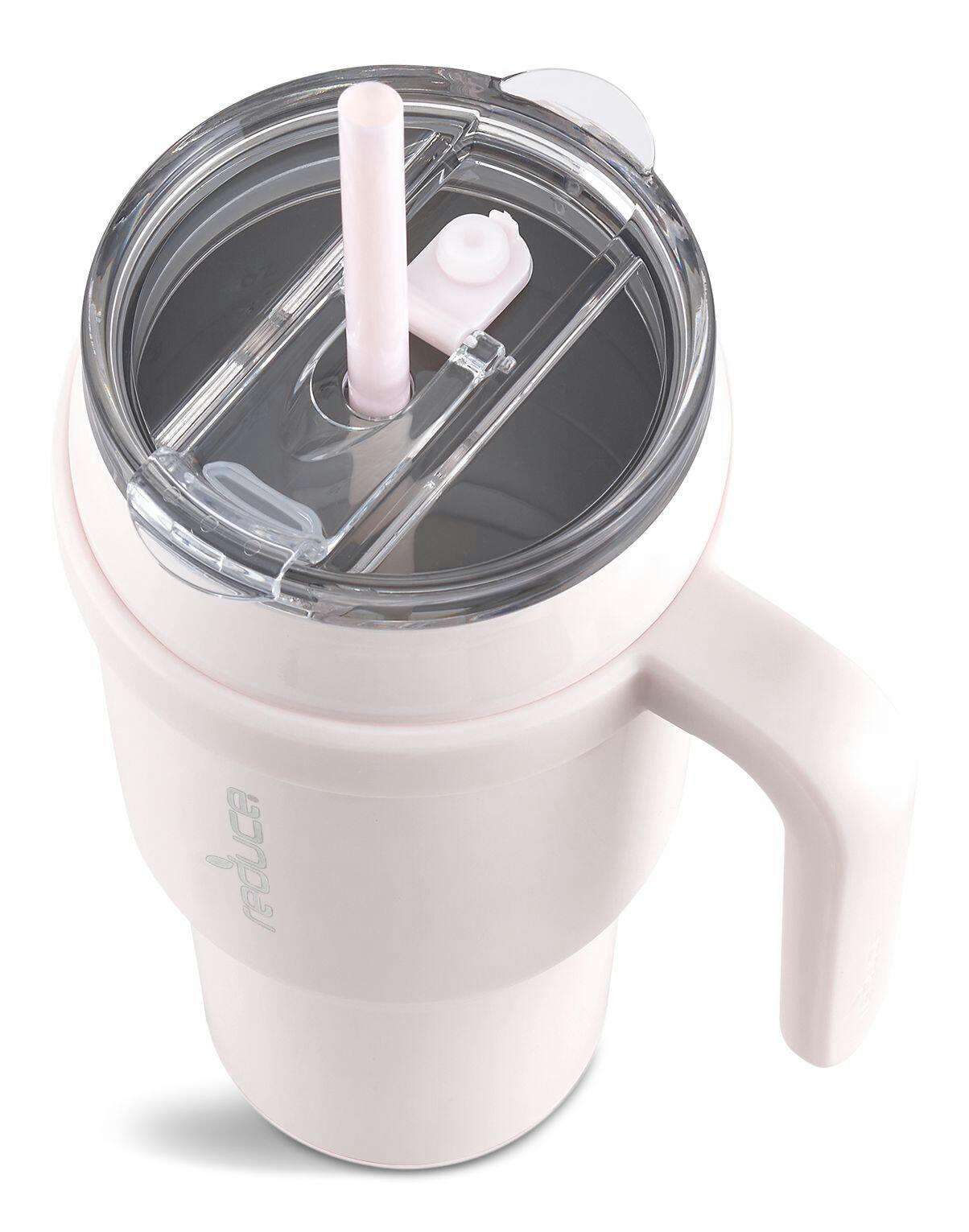 Reduce Cold Dual-Wall Vacuum Insulated Travel Mug with Reusable Straws, Light Pink, 40-oz
