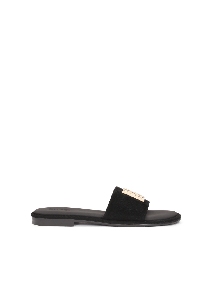 Suede black slides