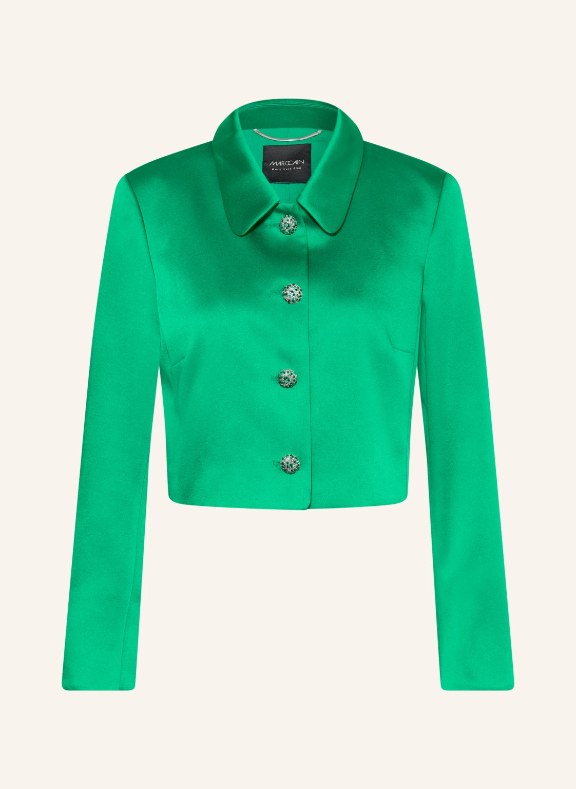 MARC CAIN Cropped-Jacke aus Satin mit Schmucksteinen