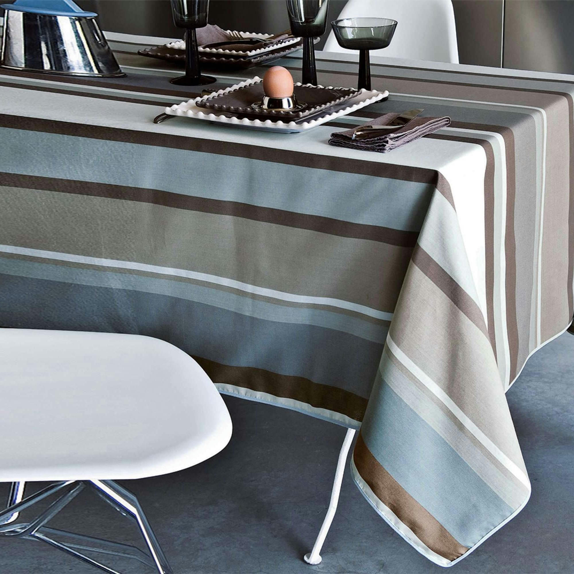STRIBER - Nappe 150x250 bleu grisé en coton