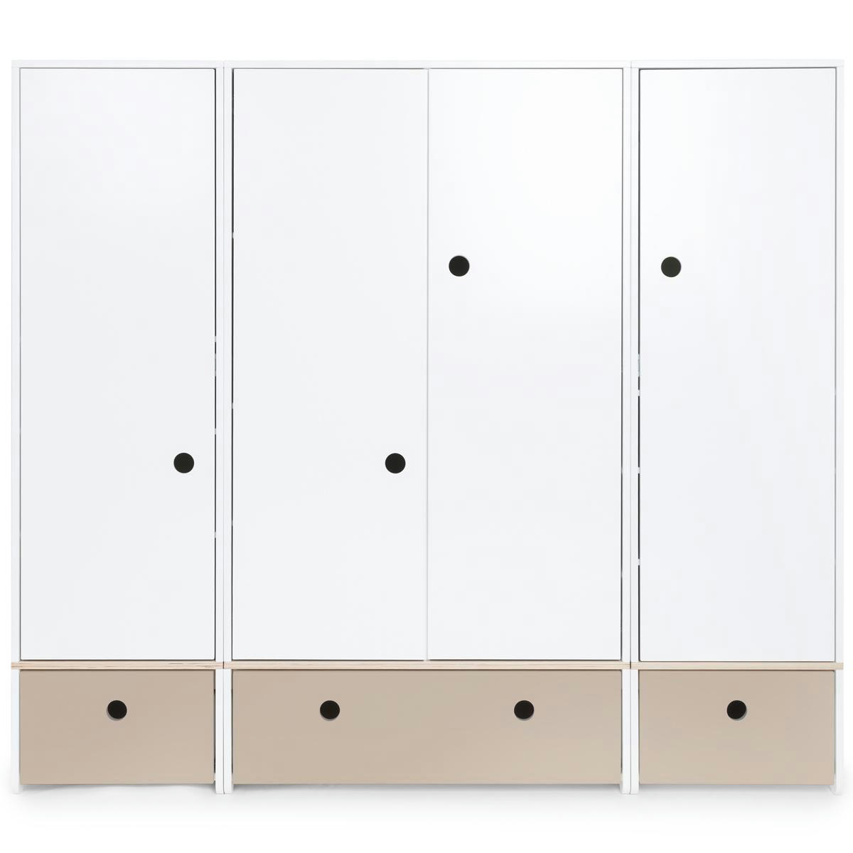 COLORFLEX - Armoire 4 portes gris chaud