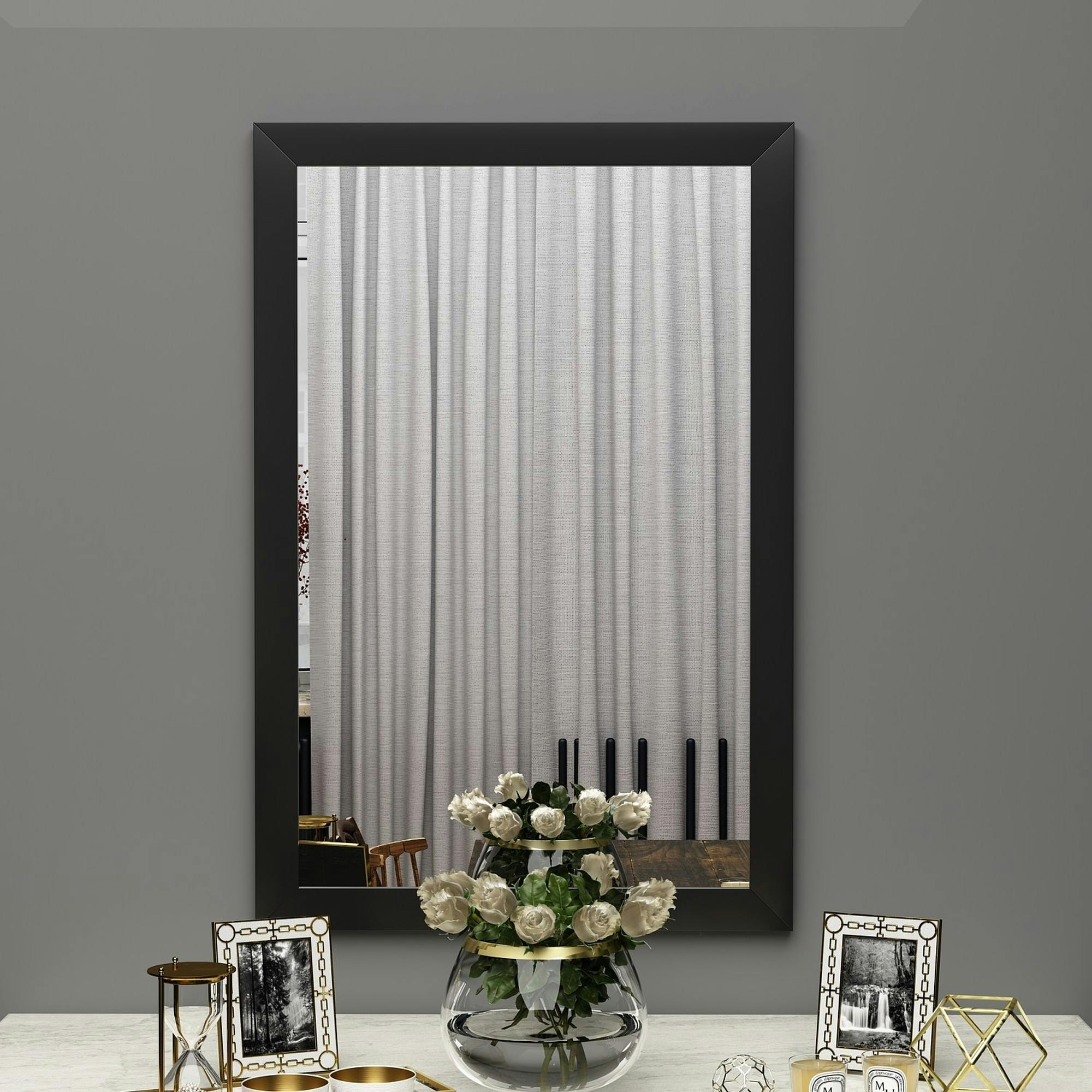 Miroir rectangulaire mural avec cadre noir 75 cm CODY