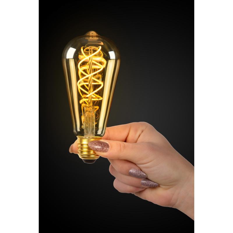 Ampoule à filament LED ST64 Twilight Sensor ambrée Ø 6,4 cm E27 4 W LUCIDE