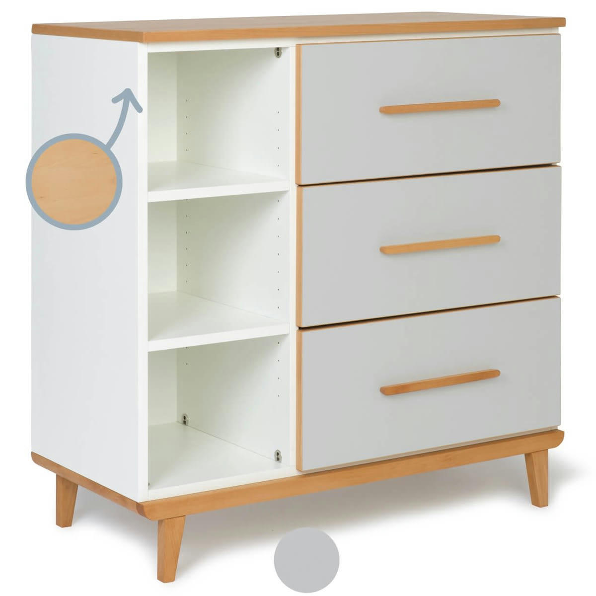 NADO - Commode 3 tiroirs manhattan gris