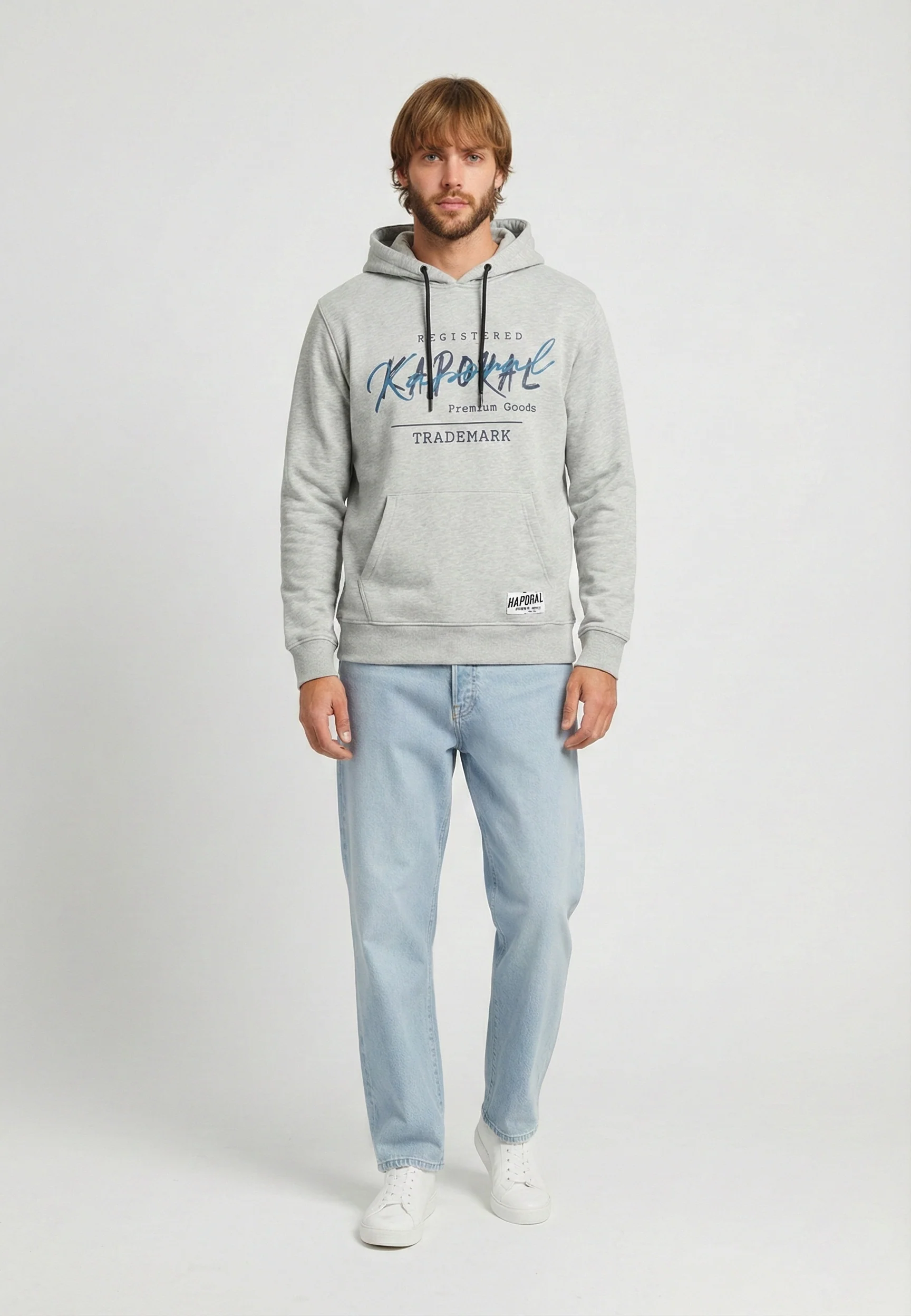 Sweat à capuche regular gris coton polyester KATUM