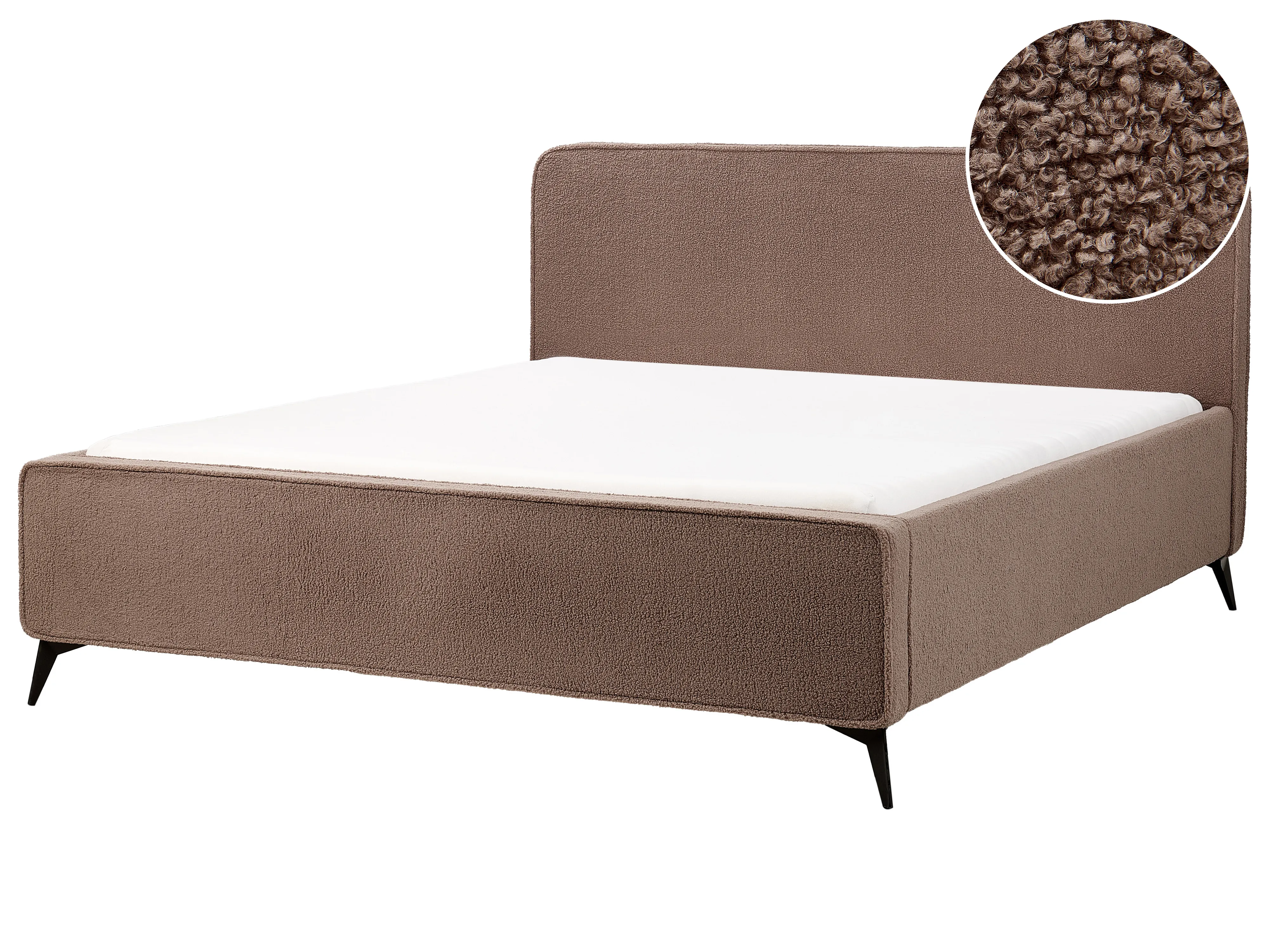 Bed Boucle VALOGNES 160 x 200 cm (EU King Size) Brown