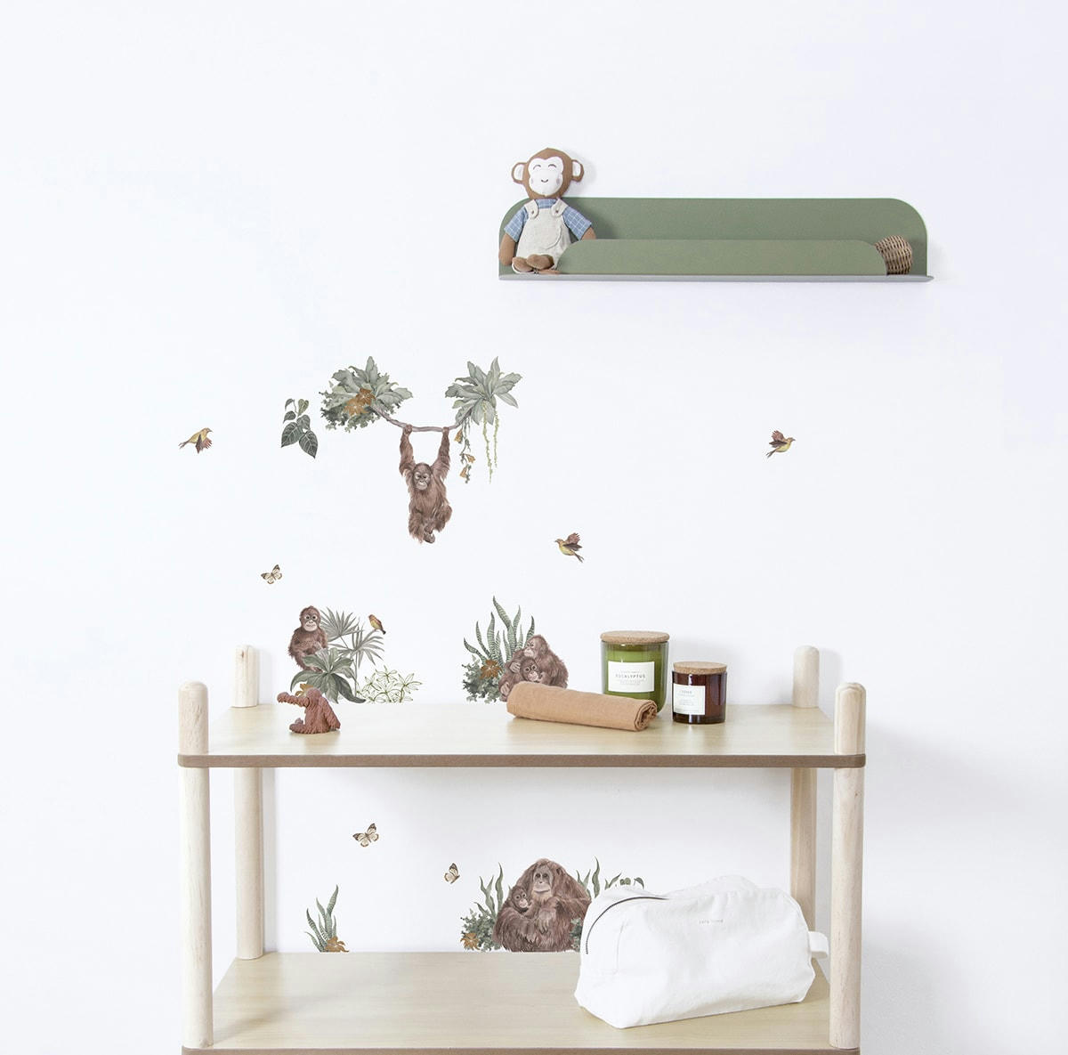 UTAN - Sticker singes, les orangs-outans en Vinyle Marron 29,7x42 cm