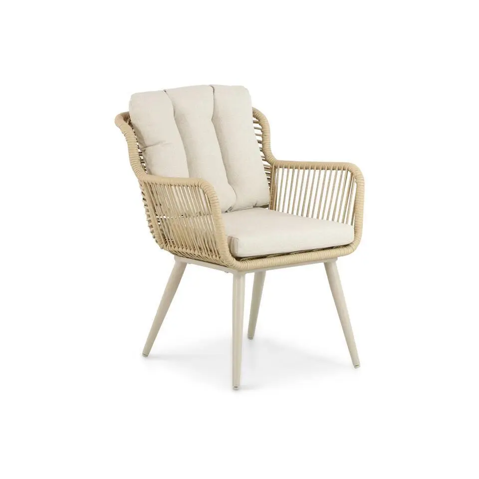 Tuinset 4 personen 125 cm Aluminium/wicker Taupe Coco Custa/Ancona