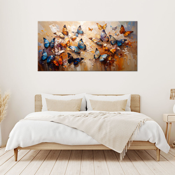Obraz canvas do salonu jadalni kuchni, Kolorowe Motyle 80x40